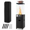 Black Outdoor Propane Gas Heater with Glass Tube and 4 Universal Casters